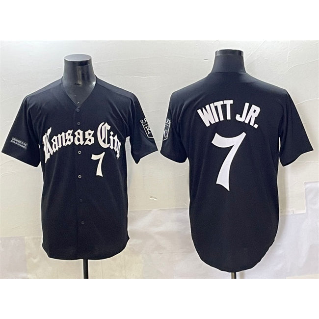 Kansas City Royals #7 Bobby Witt Jr. Black AmberGomez 'Gothic Crown Edition' Vapor Premier Limited Stitched Jersey