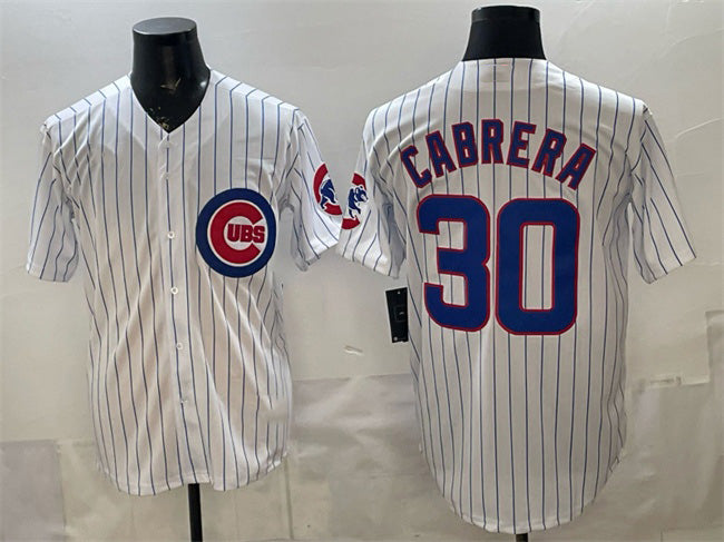 Chicago Cubs #30 Edward Cabrera White AmberGomez 2026 Cool Base Stitched Jersey