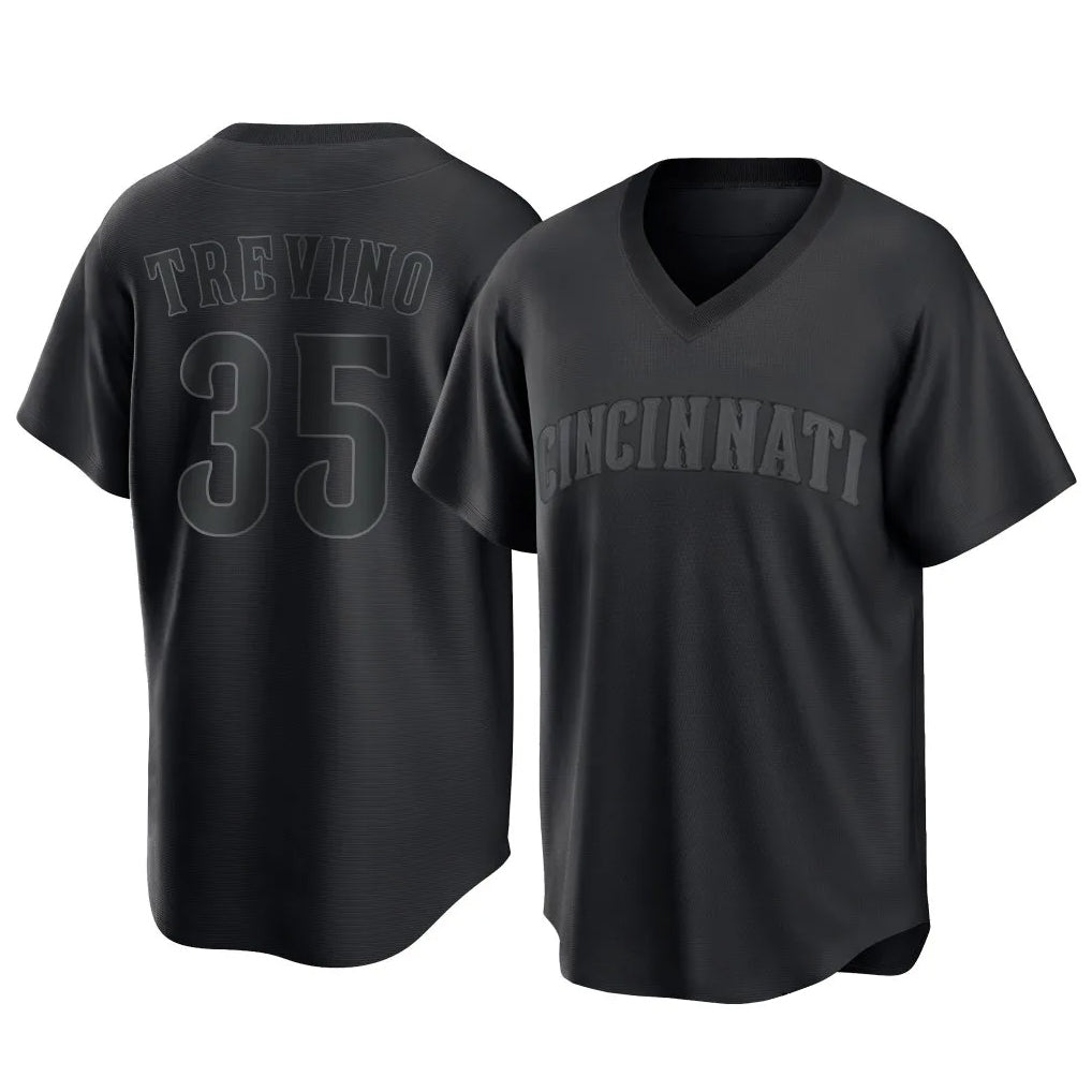 Cincinnati Reds #35 Jose Trevino Player Black AmberGomez T-shirt Game Home Stitched Jerseys