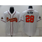 Atlanta Braves #28 Matt Olson 2022 White Gold AmberGomez World Series Champions Program Cool Base Stitched Jersey