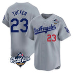 Los Angeles Dodgers #23 Kyle Tucker Player Gray AmberGomez World Series Limited Home Stitched Jerseys
