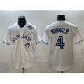 Toronto Blue Jays #4 George Springer White AmberGomez 2025 World Series Home Cool Base Stitched Jersey