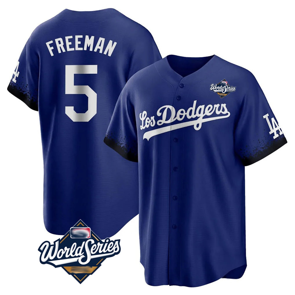 Los Angeles Dodgers #5 Freddie Freeman Player Royal AmberGomez World Series City Connect Home Game Stitched Jerseys