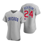 Chicago Cubs #24 Joc Pederson Gray AmberGomez Authentic Road Jersey