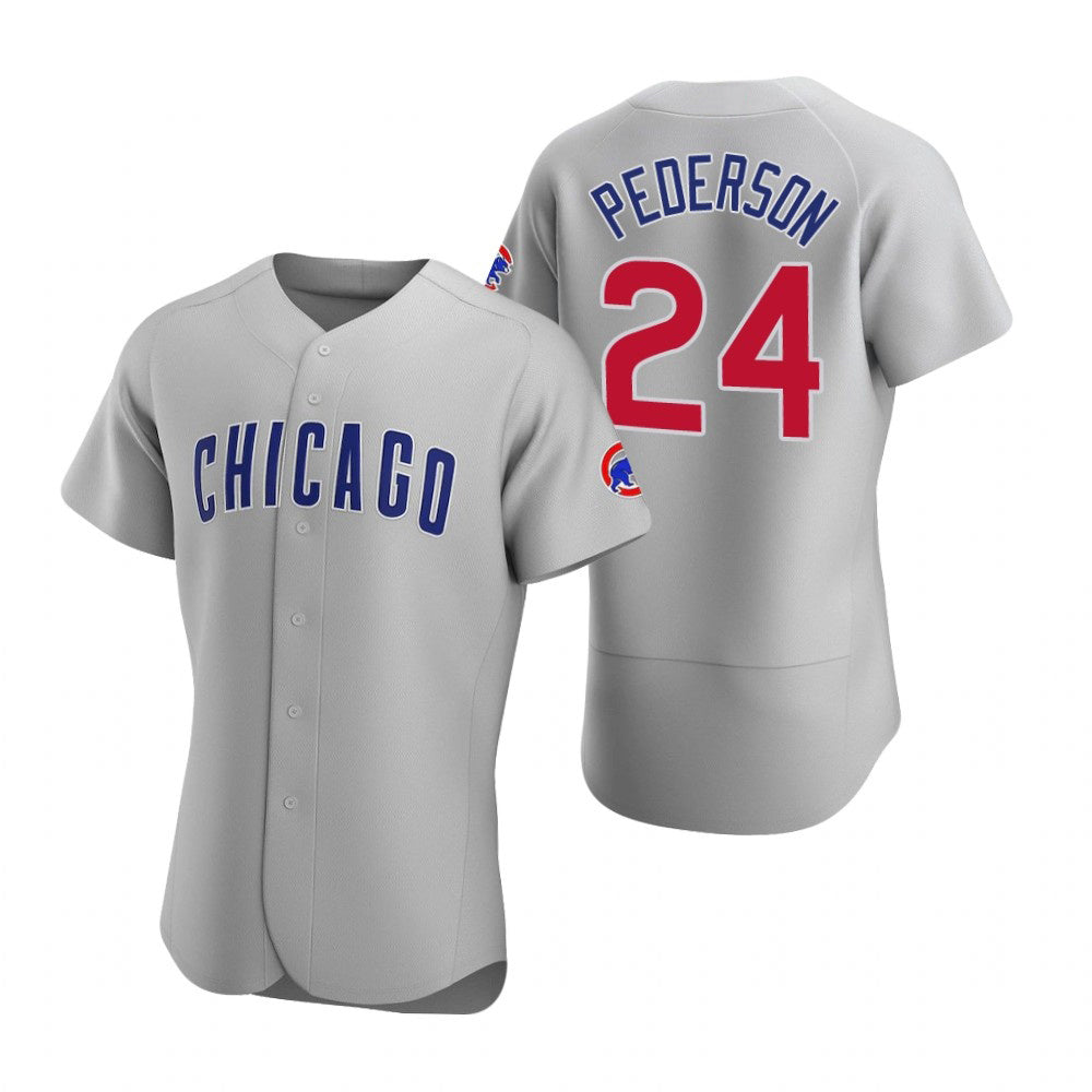 Chicago Cubs #24 Joc Pederson Gray AmberGomez Authentic Road Jersey