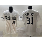Detroit Tigers #31 Riley Greene White AmberGomez 'Motor Gothic Edition' Vapor Premier Limited Stitched Jersey
