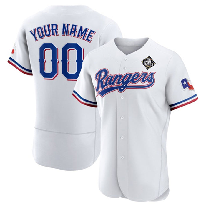 Custom Texas Rangers Active Player White AmberGomez 2023 World Series Flex Base Stitched Jersey