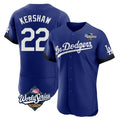 Los Angeles Dodgers #22 Clayton Kershaw Player Royal AmberGomez World Series City Connect Elite Home Stitched Jerseys