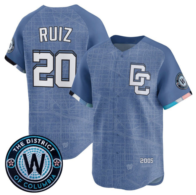 Washington Nationals #20 Keibert Ruiz Blue AmberGomez 2025 City Connect Limited Stitched Jersey