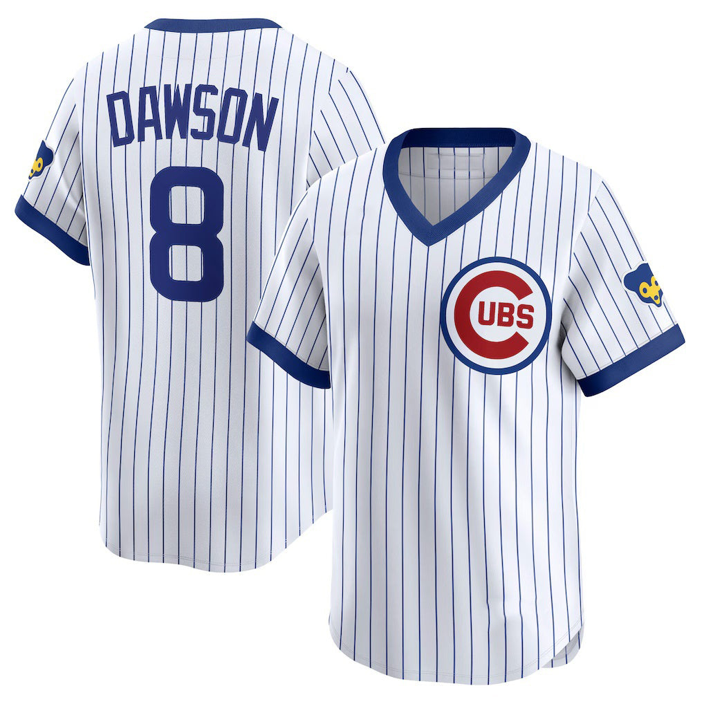 Chicago Cubs #8 Andre Dawson White AmberGomez Throwback Cooperstown Collection Limited Jersey