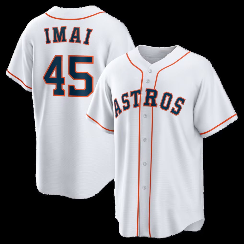 Houston Astros #45 Tatsuya Imai White AmberGomez Home Replica Jersey