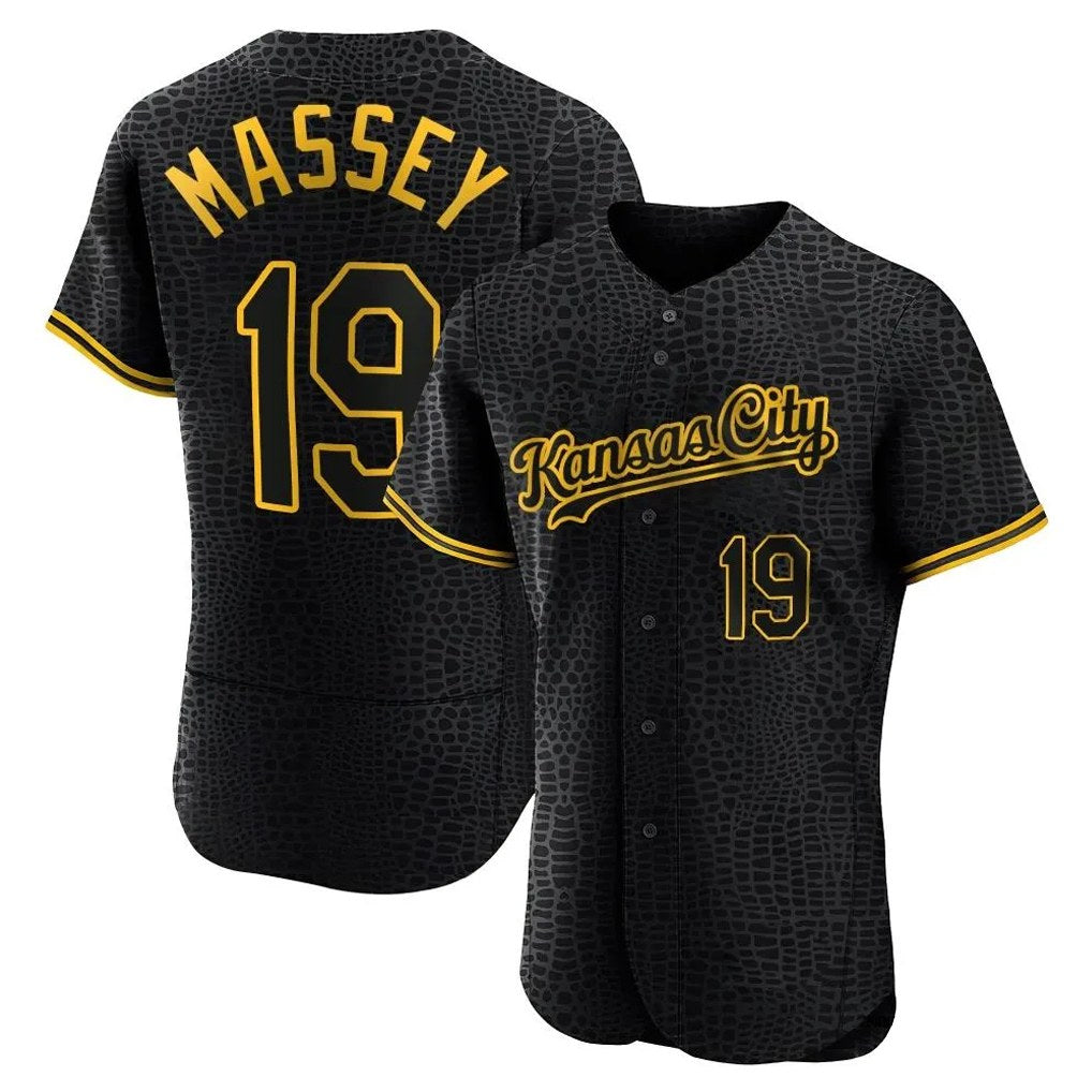 Kansas City Royals #19 Michael Massey Player Black AmberGomez Snake Skin City Limited Elite Stitched Jerseys
