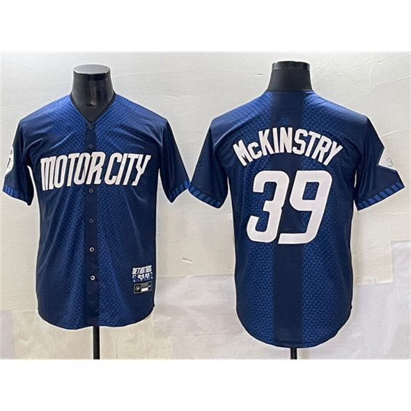 Detroit Tigers #39 Zach McKinstry 2024 Navy AmberGomez City Connect Cool Base Limited Stitched Jersey