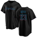 Miami Marlins #23 Max Meyer Black AmberGomez Cool Base Stitched Jersey