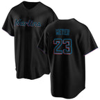 Miami Marlins #23 Max Meyer Black AmberGomez Cool Base Stitched Jersey