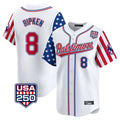 Baltimore Orioles #8 Cal Ripken Player White AmberGomez USA 250 Independence Day Vapor Premier Limited Home Game Stitched Jerseys