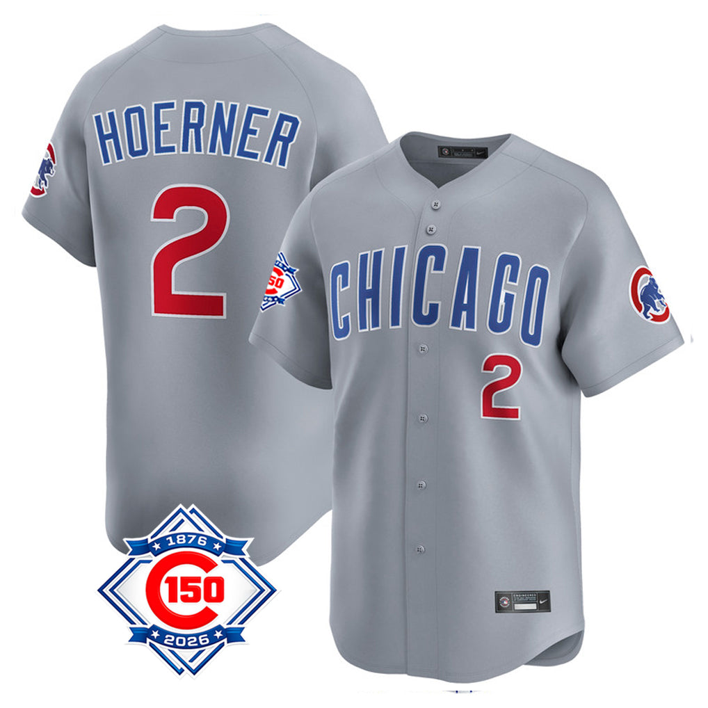 Chicago Cubs #2 Nico Hoerner Player Gray AmberGomez Road 150th Anniversary Limited Home Stitched Jerseys