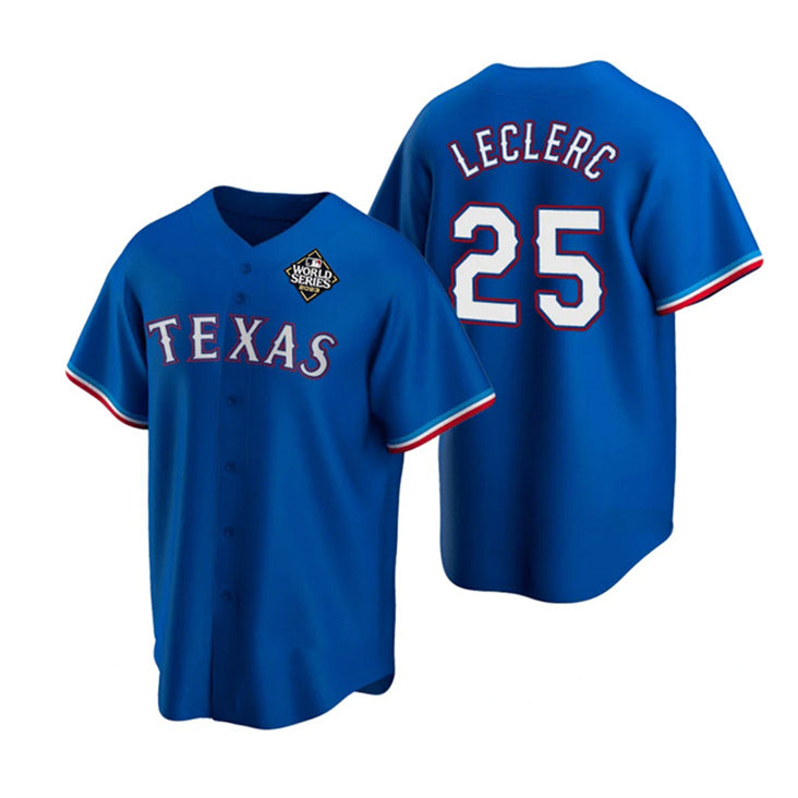 Texas Rangers #25 Jos¨¦ Leclerc Royal AmberGomez 2023 World Series Stitched Jersey