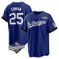 Los Angeles Dodgers #25 Tommy Edman Player Royal AmberGomez World Series City Connect Home Game Stitched Jerseys