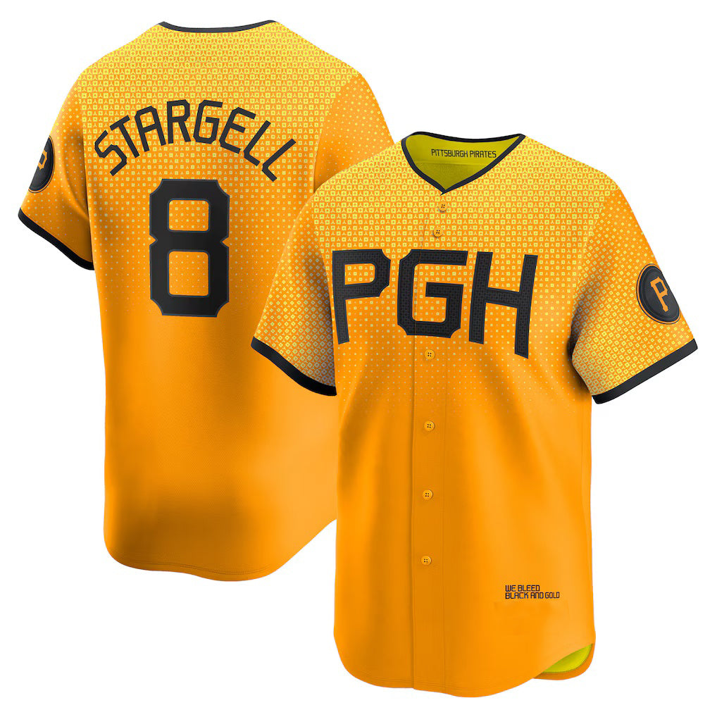 Pittsburgh Pirates #8 Willie Stargell Gold AmberGomez City Connect Limited Player Jersey
