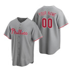 Custom Philadelphia Phillies Gray AmberGomez Stitched Cool Base Road Jersey