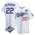 Los Angeles Dodgers #22 Clayton Kershaw Player White AmberGomez World Series Home Game Stitched Jerseys