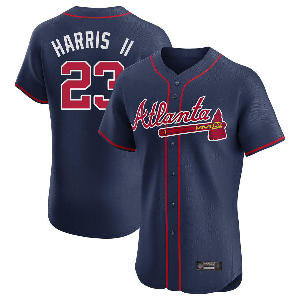 Atlanta Braves #23 Michael Harris II Player Navy AmberGomez Limited Elite Home Game Stitched Jerseys