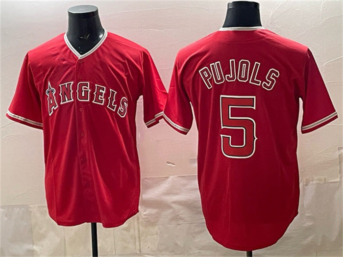 Los Angeles Angels #5 Albert Pujols Red AmberGomez Stitched Jersey
