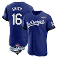 Los Angeles Dodgers #16 Will Smith Player Royal AmberGomez World Series City Connect Elite Home Stitched Jerseys