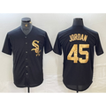 Chicago White Sox #45 Michael Jordan Black Gold AmberGomez Cool Base Stitched Jersey