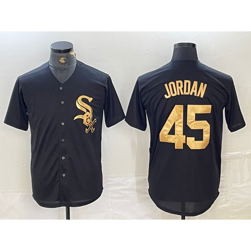 Chicago White Sox #45 Michael Jordan Black Gold AmberGomez Cool Base Stitched Jersey