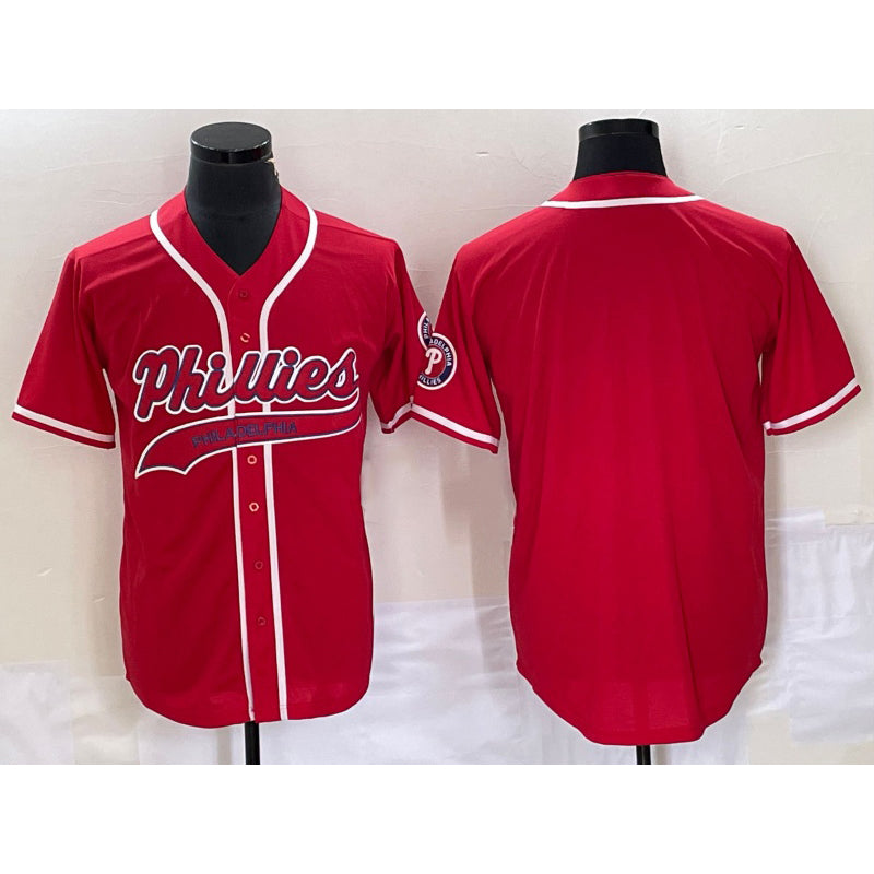 Philadelphia Phillies Blank Red AmberGomez Cool Base Stitched Jersey