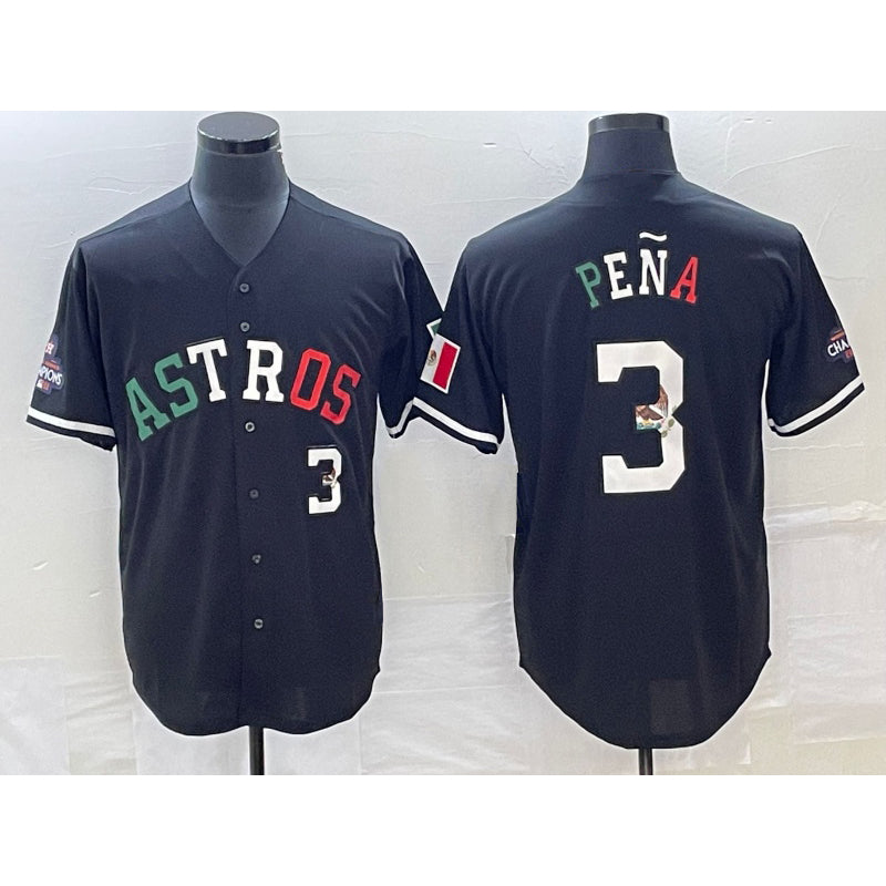 Houston Astros #3 Jeremy Pena Number Mexico Black AmberGomez Cool Base Stitched Jersey