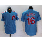 Philadelphia Phillies #16 Brandon Marsh Blue AmberGomez Cool Base Stitched Jersey