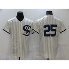 Chicago White Sox #25 Andrew Vaughn 2021 Cream Navy AmberGomez Field of Dreams Flex Base Stitched Jersey