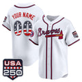 Custom Atlanta Braves White AmberGomez USA 250 Fourth of July Vapor Premier Limited Jersey ¨C All Stitched