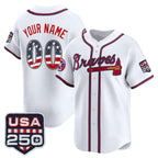 Custom Atlanta Braves White AmberGomez USA 250 Fourth of July Vapor Premier Limited Jersey ¨C All Stitched