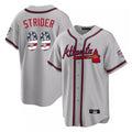 Atlanta Braves #99 Spencer Strider Player Gray AmberGomez USA 250 Fourth Of July Limited Home Game Stitched Jerseys