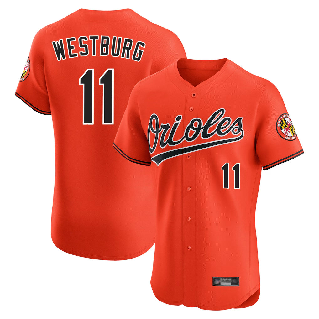 Baltimore Orioles #11 Jordan Westburg Player Orange AmberGomez Limited Elite Home Game Stitched Jerseys