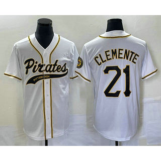 Pittsburgh Pirates #21 Roberto Clemente White AmberGomez Cool Base Stitched Jersey