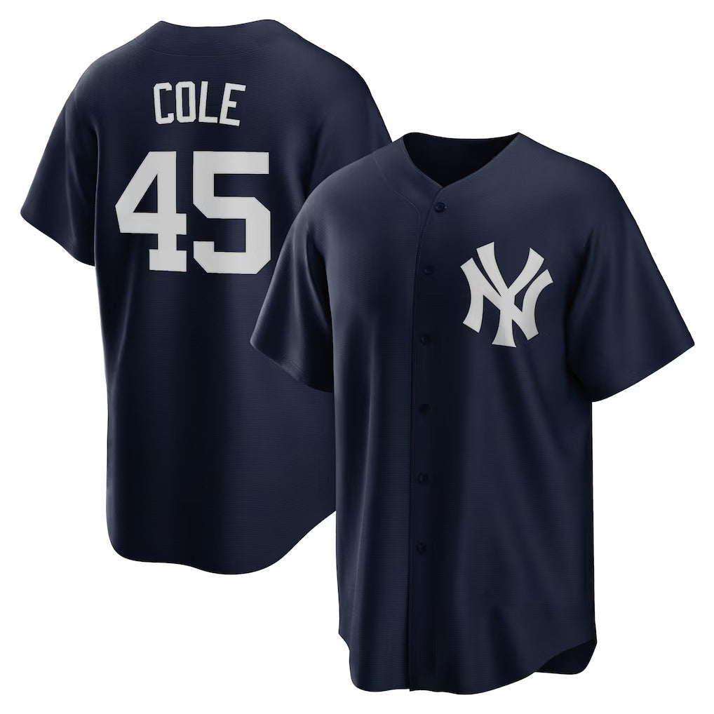 New York Yankees #45 Gerrit Cole Navy AmberGomez Alternate Replica Player Name Jersey