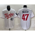 Minnesota Twins #47 Edouard Julien White AmberGomez Cool Base Stitched Jersey 1