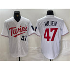 Minnesota Twins #47 Edouard Julien White AmberGomez Cool Base Stitched Jersey 1