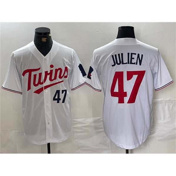 Minnesota Twins #47 Edouard Julien White AmberGomez Cool Base Stitched Jersey 1