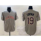 San Diego Padres #19 Tony Gwynn Gray AmberGomez With Patch Cool Base Stitched Jersey