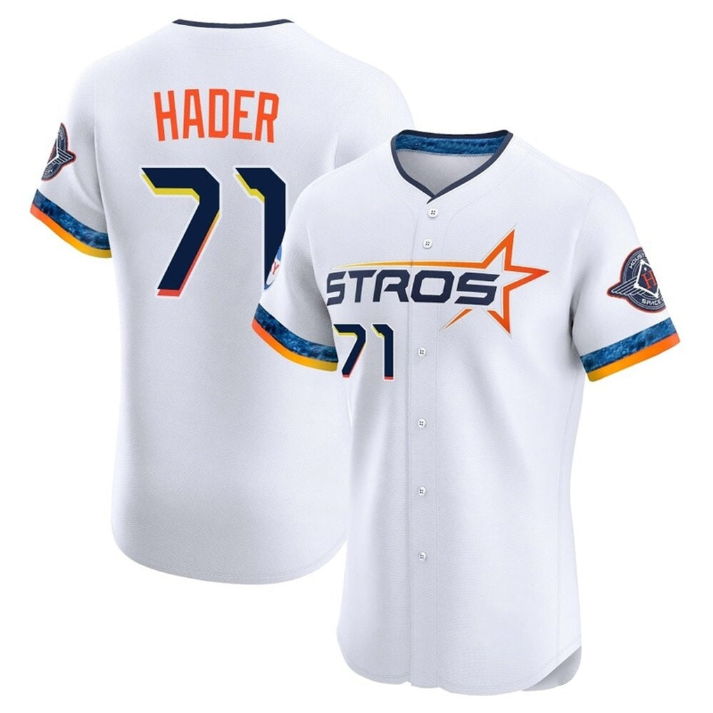 Houston Astros #71 Josh Hader Player White AmberGomez City Connect Limited Elite Home Stitched Jerseys