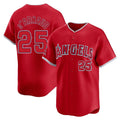 Los Angeles Angels #25 Travis d'Arnaud Player Red AmberGomez Home Limited Stitched Jerseys