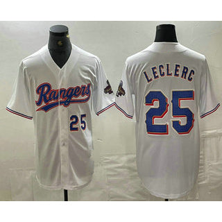Texas Rangers #25 Jose Leclerc Number White AmberGomez 2024 Gold Collection Limited Cool Base Jerseys
