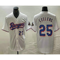 Texas Rangers #25 Jose Leclerc Number White AmberGomez 2024 Gold Collection Limited Cool Base Jerseys