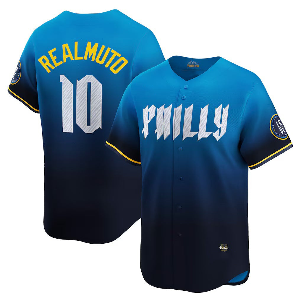 Philadelphia Phillies #10 J.T. Realmuto Navy AmberGomez City Connect Limited Jersey